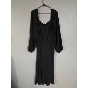 Ava & Viv Black Scoop Neck Off Shoulder 3/4 Sleeve MIDI Dress Size XXL NWT